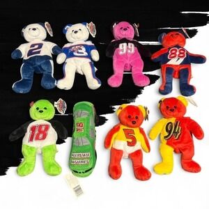 Nascar Speed Beans Authrntic Lot Of 8 Bears Including Dale Earnhardt & Jr NWT